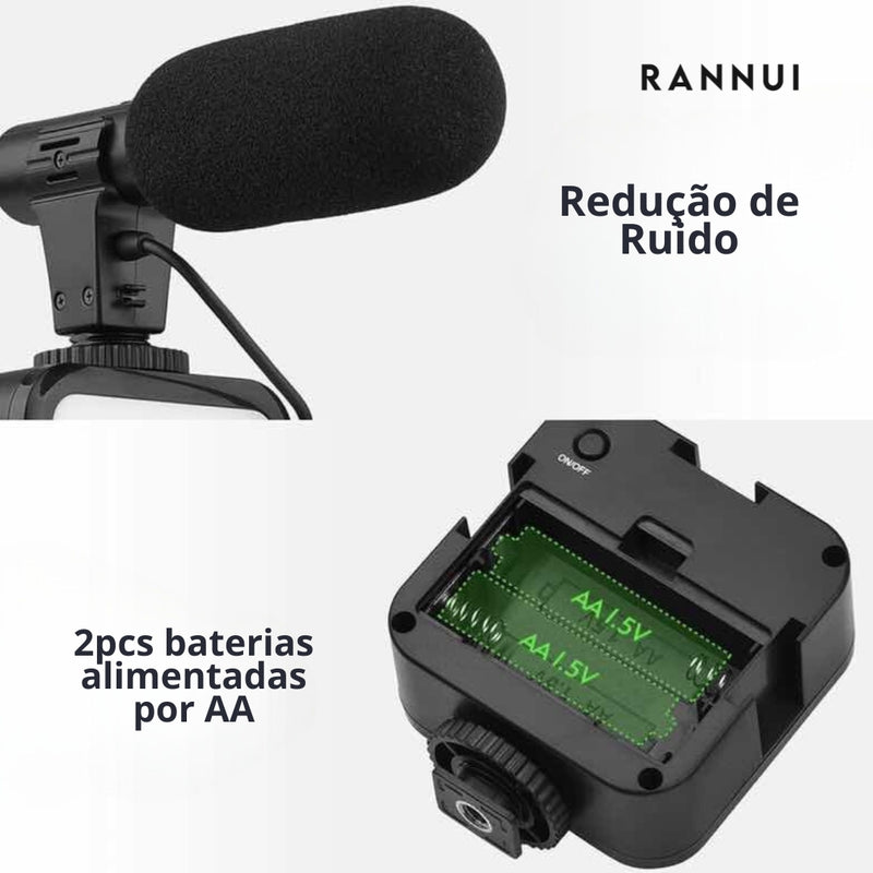 Kit Rannui Criador Pro: Suporte de Celular, Câmera, Tripé, LED e Microfone