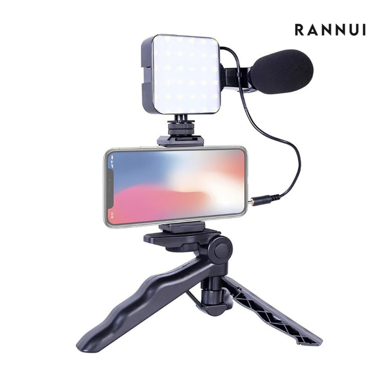 Kit Rannui Criador Pro: Suporte de Celular, Câmera, Tripé, LED e Microfone